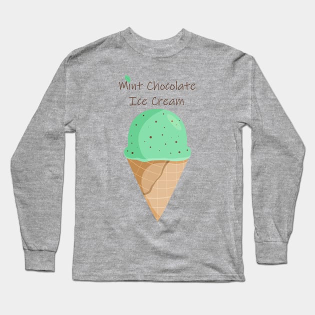 Mint Chocolate Chip Ice Cream Illustration Long Sleeve T-Shirt by PandLCreations